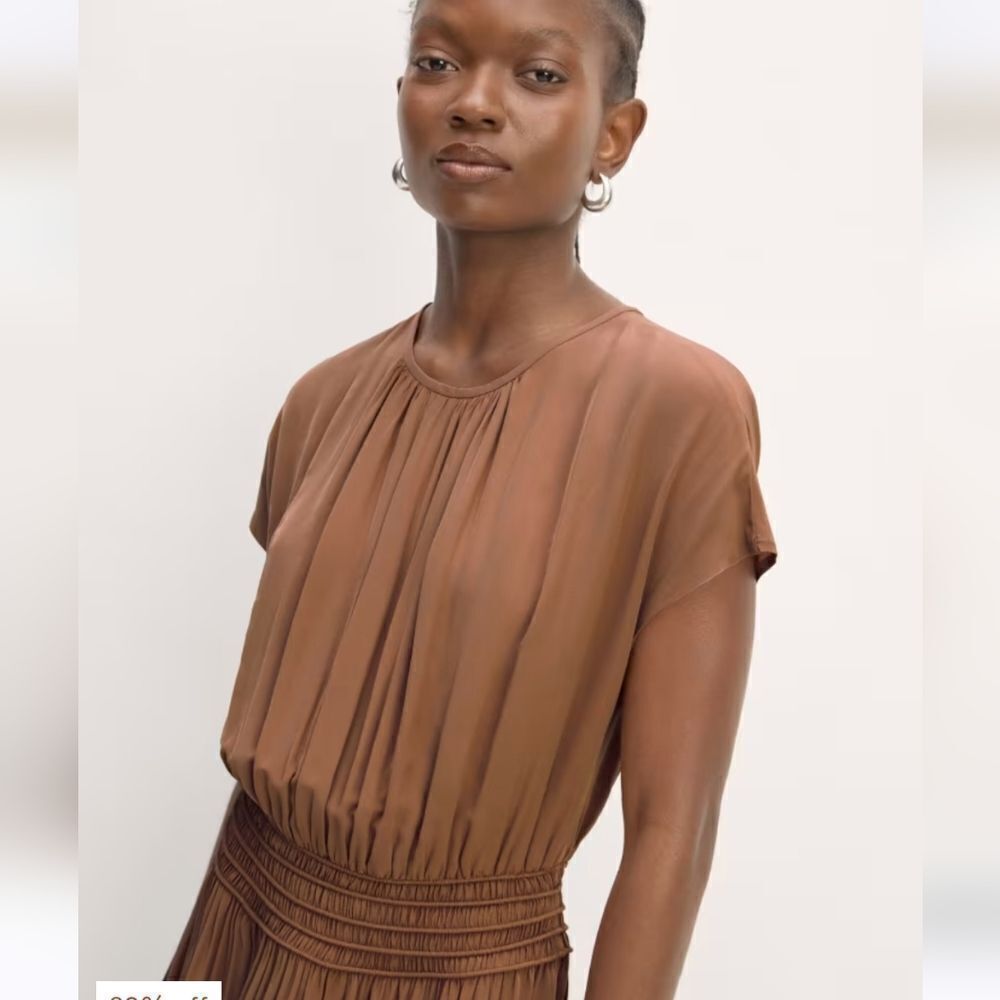 NWOT Everlane The Gathered Midi Dress Carob Brown Size  XXS - Picture 11 of 12